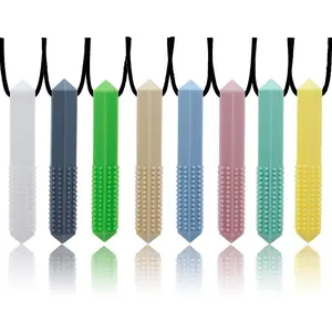 FNE26 Chew Necklaces for Sensory Kids and Adults 8 Pcs Diamond Shape Sensory Chewy Necklace for Autism Girls and Boys, ADHD Toddler, Adult