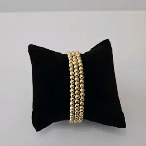 #91. 18K Gold Plated Small 3 in 1 Beaded Elastic Bracelet