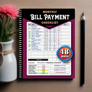 Bill Tracker Notebook 48-Month Budget Journal 960 Records Expense Planner for Students Professionals Graduation New Year Finance Office Stationery Supplies