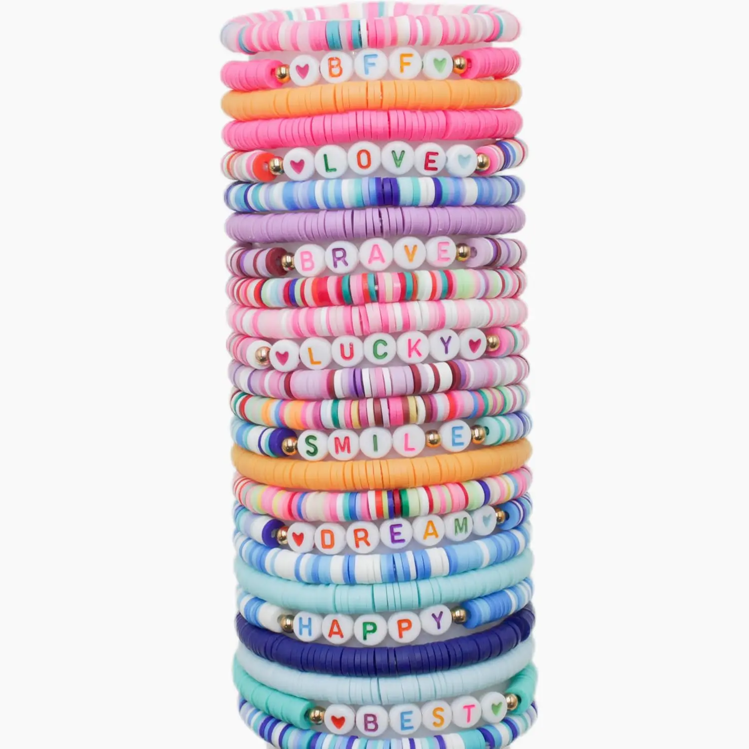 bulk friendship bracelets friendship bracelets cute Bracelet Set Beaded Stretch Bracelets preppy bracelet for party bracelet, classroom Prizes, Birthday Christmas 24 Pcs