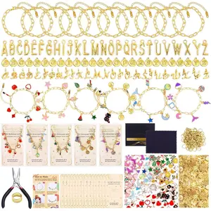 413 count  Paperclip Charm Bracelet Making Kit, Including Paperclip Chain Bracelets, Charms, Jump Rings,  Bags, Pliers for Crafts Beginner Supplies