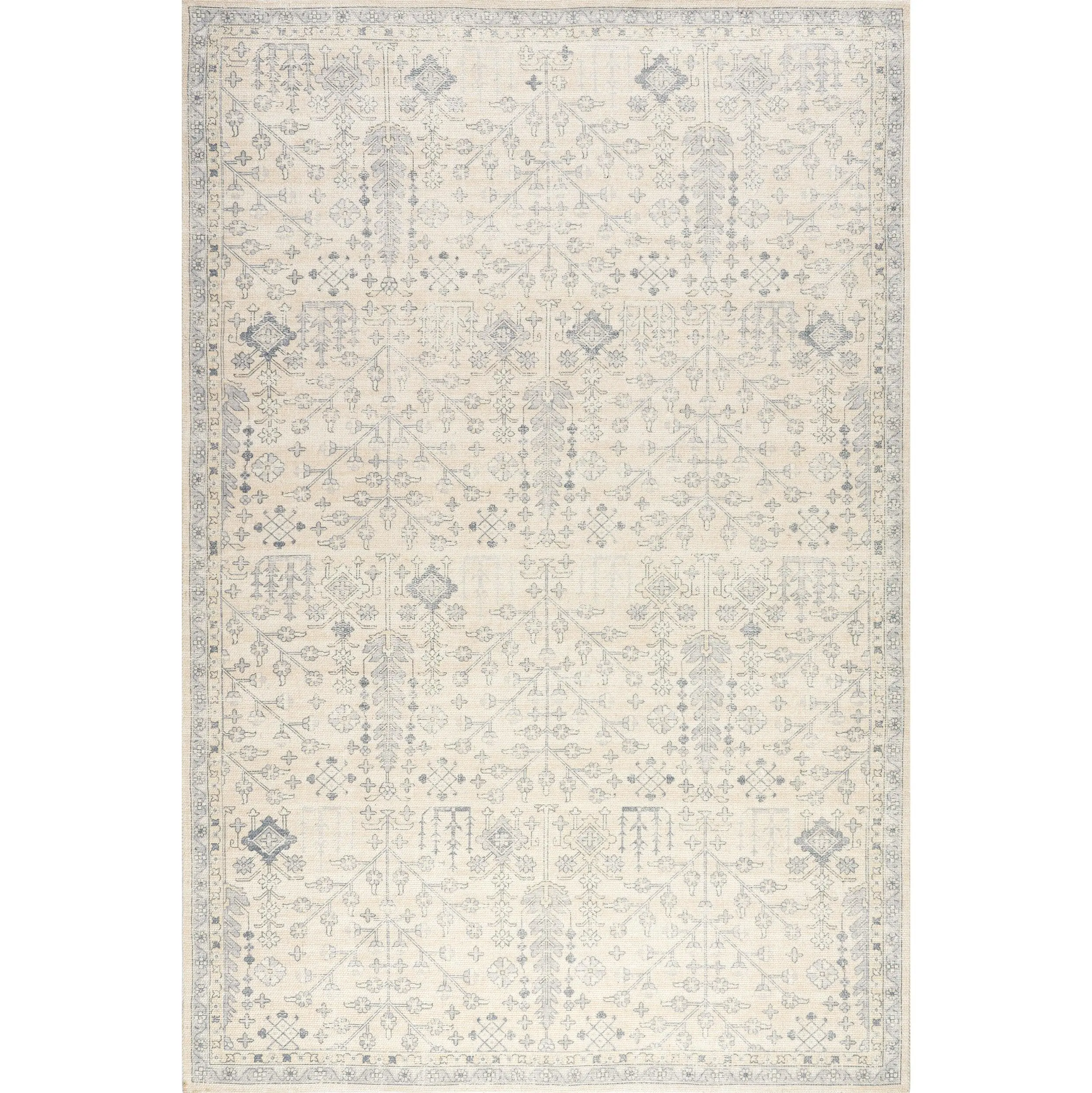 Flora Hand-Woven Wool and Cotton Floral Area Rug, Home Decorative Rug for Living Spaces, Hand Woven Rug
