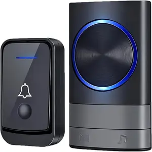 Doorbell, 1000ft Range, 52 Chimes, Four-speed Adjustable Volume, IP44 , Low Power Consumption, LED Flash, Black, For , Bedroom, Apartment, Classroom, Bussiness,