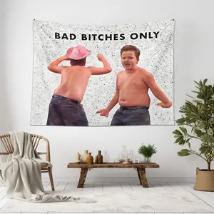 Funny Flag Gibby Bad Bitches Only Tapestry for College Dorm Soft Meme Tapestry 60*40in