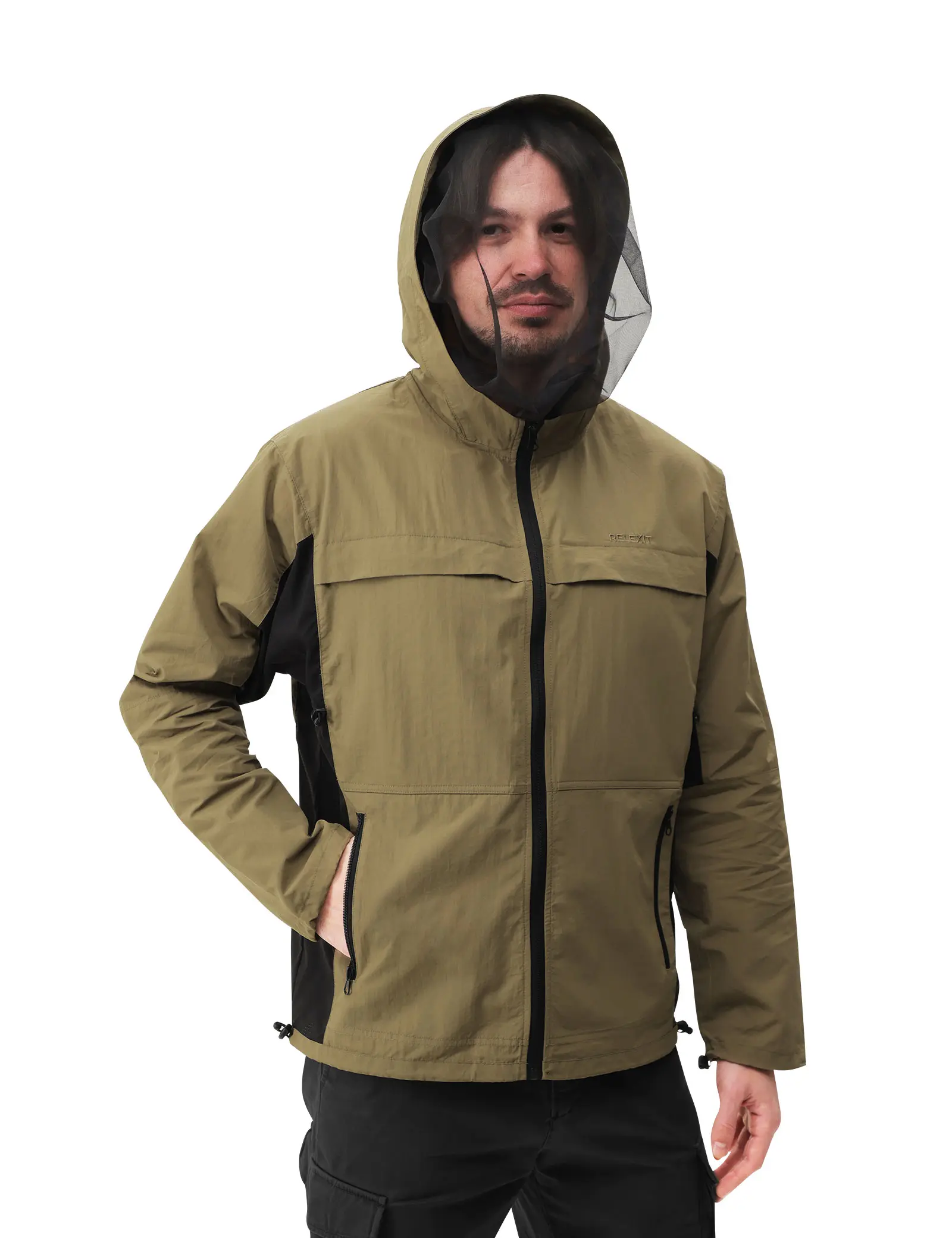 HENNCHEE Women's Cooling Insect Deterrent Lightweight Jacket - Casual Female Long-Sleeve Mesh Coat with Zipper Pockets, Ice Packs for Outdoor Hiking, Neutral Outdoor Tops