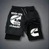 Sexy Clothing Double-Layer Sports Shorts Graphic Black Camo Shorts Streetwear Men Outfits Men Vacation Outfits