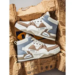 Men’s Lace-Up Chunky-Soled High-Top Colorblock Sneakers, Comfortable Inner Lining, All-Season Casual Outdoor Sports Skate Shoes