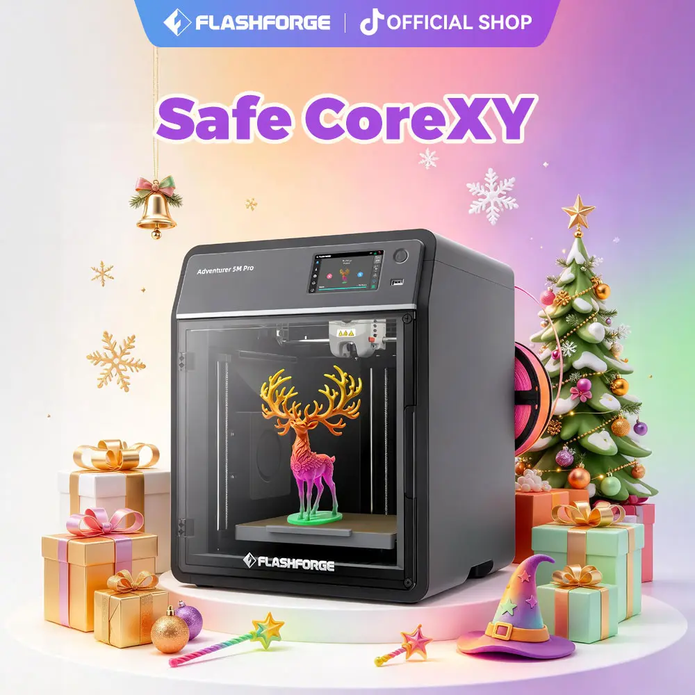 Flashforge AD5M Pro 3D Printer - 600mm/s High-Speed 3D Printers Device, 8.7in Cube Space, Built-in Display, Black, Life-Long Technical Support,techvibes