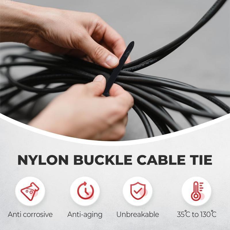 Nylon Universal Cable Tie Buckle - Heavy Duty Self-Locking Zip Ties with Pin & Button, UV-Resistant Multifunctional Fasteners for Auto Repair, Car Maintenance & Daily Fixing (100pcs) easy  fix  zip  tie button self-locking design new multifunctional cable