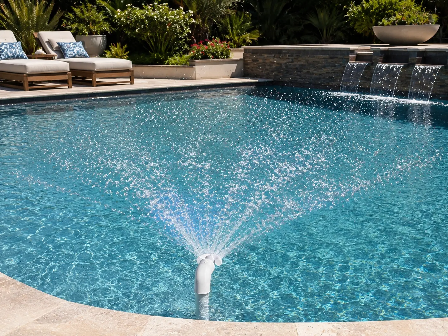 Roundaerator XL Pool Aerator Fountain Water Feature - Fits Standard Female Pool Returns 1.5 & 2 Inch - Full Kit With Adapters Included
