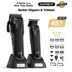 [BARBER'S CHOICE] 20 in 1 Professional Hair Clippers Trimmer  - High Torque Brushless Motor & DLC Coated -Detachable Blade- The Black Obsidian