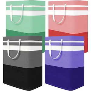 Foldable Laundry Basket,Large Laundry Baskets with Handles,Waterproof Laundry Hamper,Collapsible Laundry Hampers for Clothes Organizer 80L (Black&Red&Green&Purple)