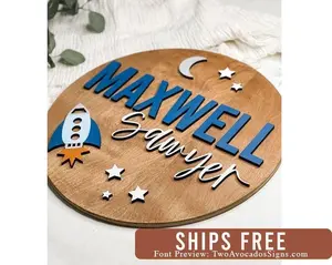 Nursery name sign, space theme nursery, space name sign, above crib baby name sign, boy name sign, rocket nursery sign, boy nursery sign