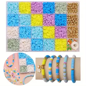 Blue Polymer Clay Bead Set, Bracelet Necklace Spacer Material, Craft Supplies, Jewelry Making Kit, Fashion Gift, Keychain Pendant