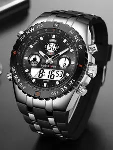 Multifunctional Sport Waterproof Electronic Watch, Casual Quartz Watch, Men's Wristwatch, Digital Face, Alloy Case, All Seasons