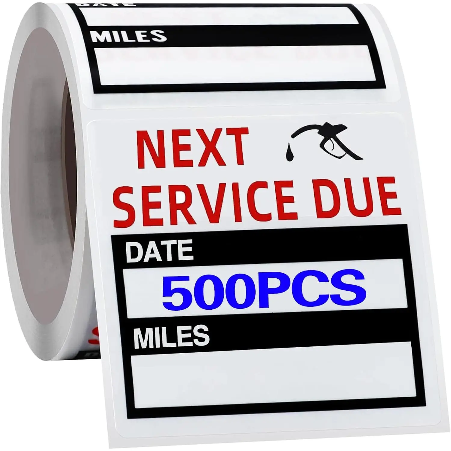 500 count Oil Change Auto Maintenance Service Due Reminder Stickers Labels 500 count/Roll Stickers,Easy-Peel with No , Easy to Write On,2x2 Inch, Black
