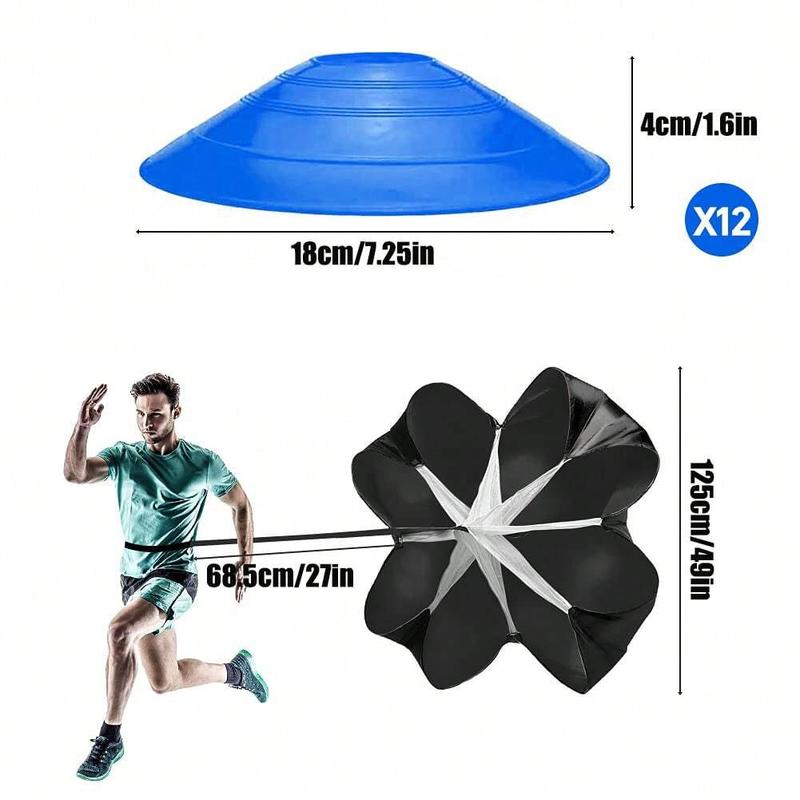 Sports Agility Ladders Football Training Equipment | Speed Agility Training Set, Including 1 Agility Ladder, 4 Steel Piles,12 Disc Cones,1 Resistance Umbrella .| for Athletes/Sports Including Football & Basketball