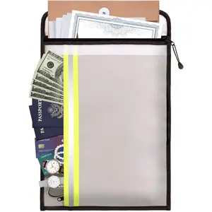 Fireproof Cash Bag (10" x 13") - Waterproof Folder with Zipper for Secure Storage at Home, Office and Travel