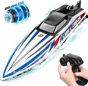 DEERC Fast Brushless RC Boat, 30+ mph 3S Remote Control Racing Boats with Metal Servo & LED Light, 2.4Ghz Speed Boat, Summer Pool Toy Gift Durable