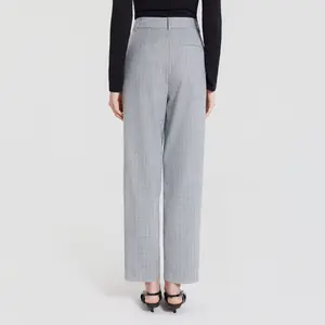 Women's Mid-Rise Tapered Leg Suit Trousers - A New Day Light Blue Striped 12