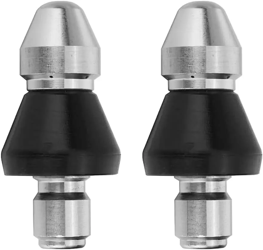 2Pack Pressure Washer Sewer Jetter Nozzle,Sewer Jet Nozzle,Drain Jetter,5000 PSI, 3/8 Inch Quick Release Plug (3/8 Inch- 2Pack)