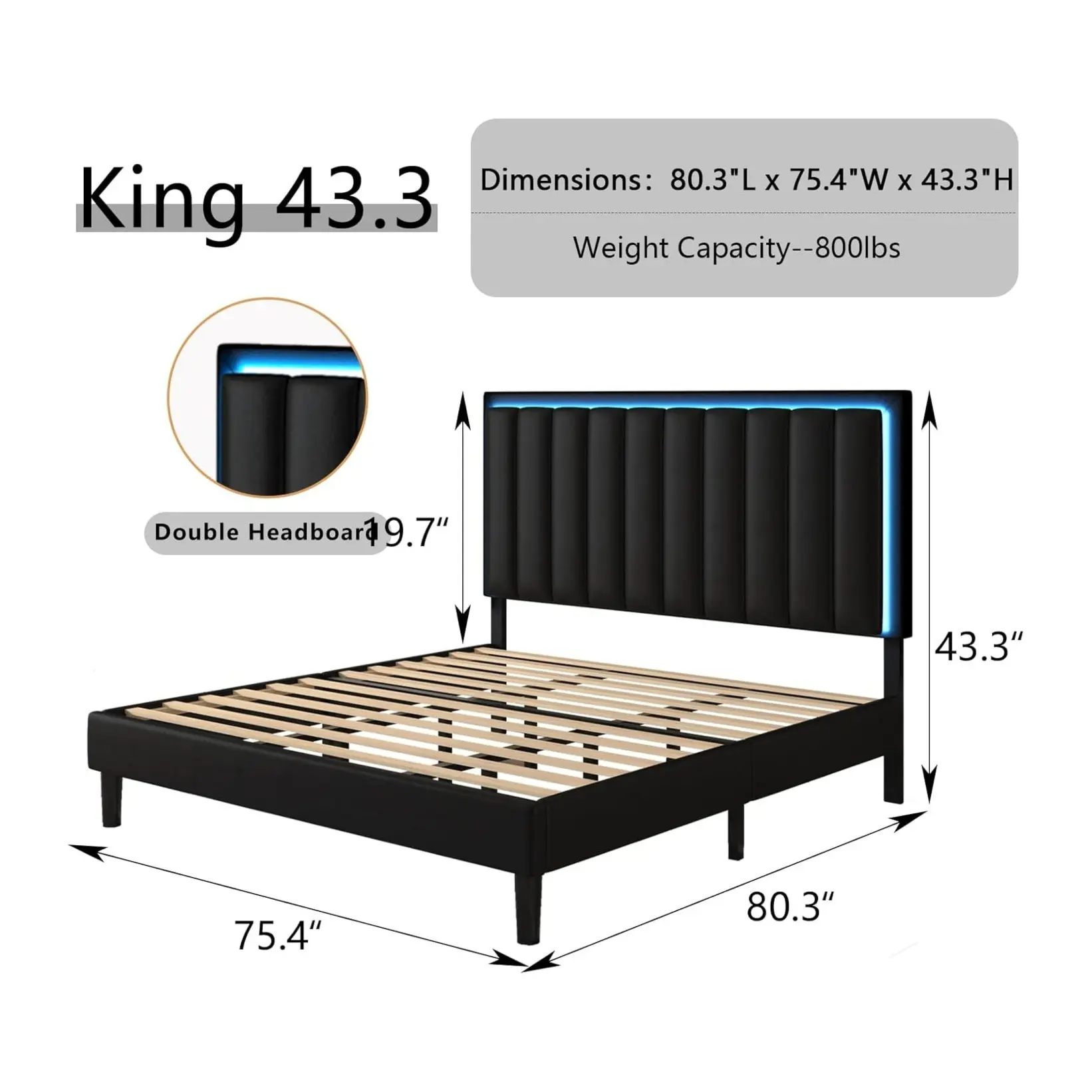 King Black+2 Nightstands