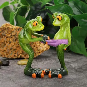 Frog Resin Decorative Ornament for Home and Desk Decor, Creative Indoor and Outdoor Garden Pond Plant Pot Decoration, Unique Houseware Accessory