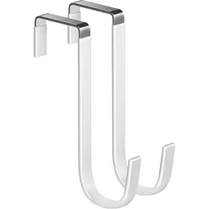 Over the Door Metal Hooks with Plastic Coating 1 Year Returnless Refund 5.5" Fit 0.5" to 1 3/8" Door 2 Pcs Heavy Duty Single Towel Robe Rack Wreath Bathroom Shower Hanger Shoe Organizer Ironing Board
