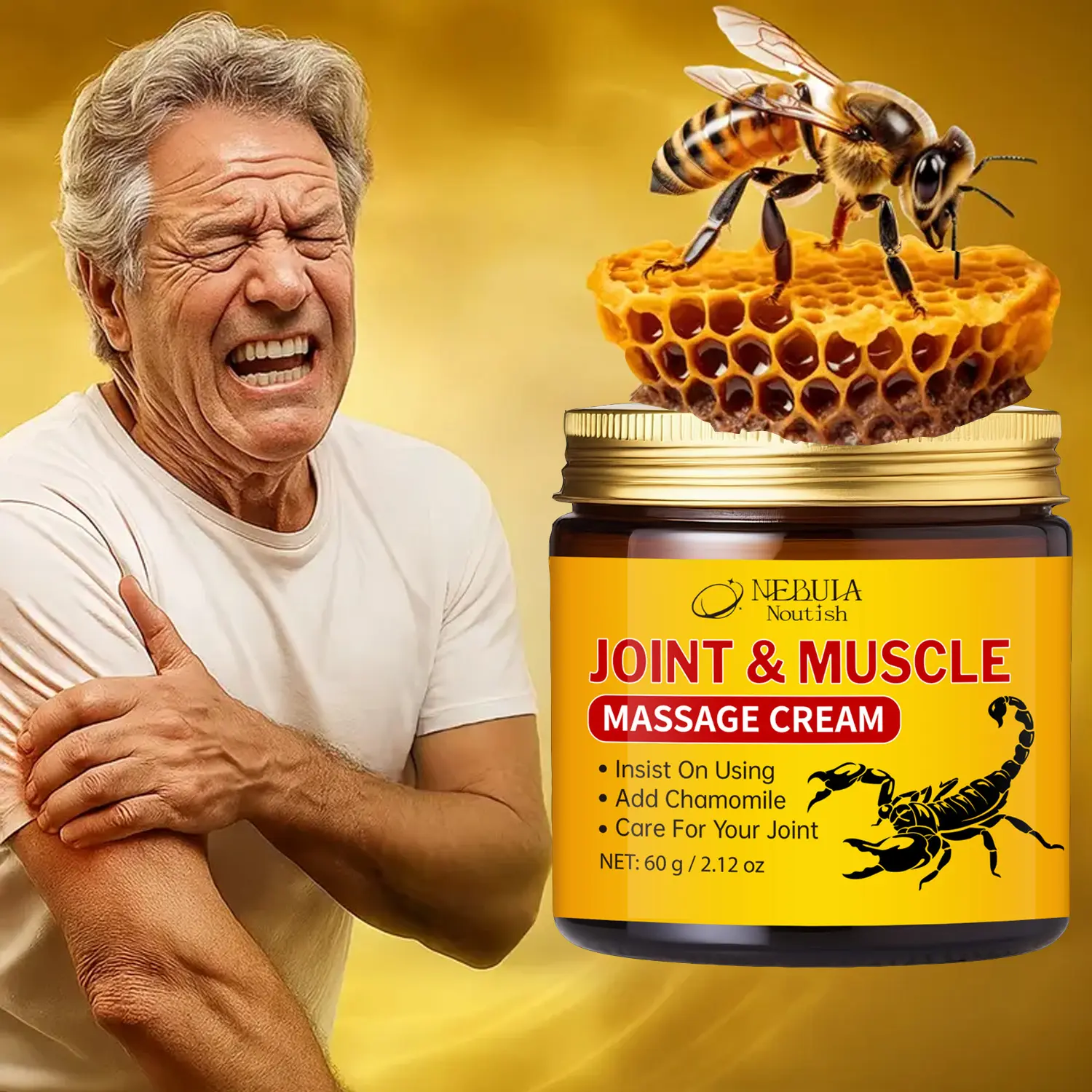 60g Chamomile Moisturizing Therapeutic Joint Cream, Rich in Chamomile Aloe Coconut Oil, Hydrating Skin Care, Smooth Soft Natural Ingredients, Hydrate