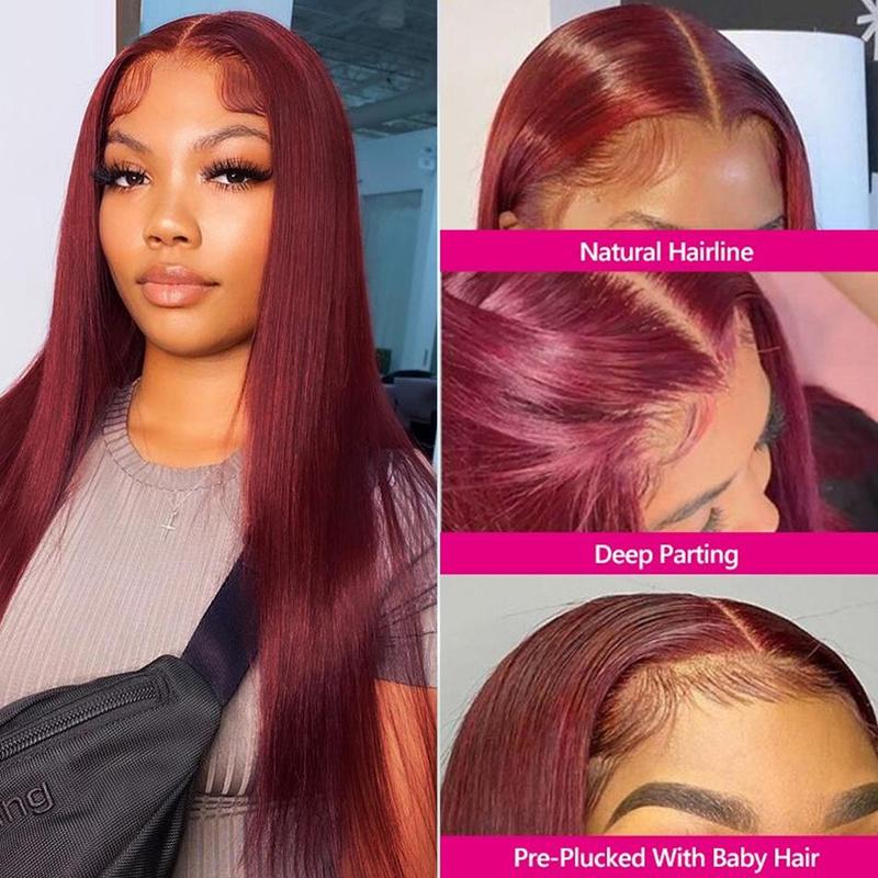 BABOSHOW Blonde 613 Straight 13X6 HD Lace Frontal Wigs Pre plucked 99J# Burgundy Lace Front Human Hair Wigs For Women 27# Honey Blond and P4/27 Highlight Straight Human Hair Wigs Can Be Dyed