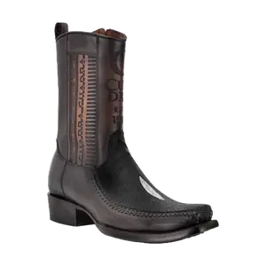 Cuadra Men's Laser & Woven Black Stringray Western Boots CU783