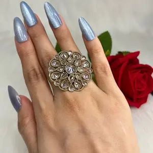 Beautiful Polki Adjustable Statement Rings - Unique Polki Design, Adjustable Fit, Stylish Accessory for Bold Outfits Diamonds