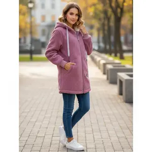 Women's Thickened Fleece-Lined Hooded Sweatshirt Cardigan Jacket - Winter Warm Cozy Oversized Pullover Top with Pockets Fashion Trendy Streetwear Style for Casual Daily Wear Outdoor Activities