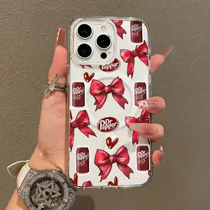 Trendy Magnetic Case for iPhone11/12/13/14/15/16/17/promax, Dr Pepper Bows Ultra Slim, MagSafe Support, Shockproof |   Playful & Fun Style anti-fall iphone case