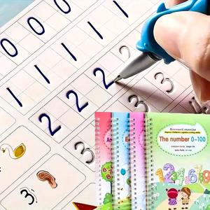 【Shipping Included】Set with Pen, Pen calligraphy copybooks,Tracking Alphanumeric, Reusable with Groove, school supplies educational learning tools Thick Paper Magic Ink Student Essentials,summerwins