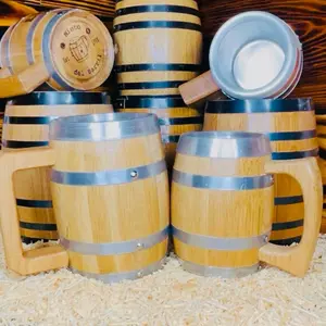 Primos Promo 1 16oz & 1 24oz barrel mugs perfect combination for any occasion. White oak exterior and aluminum interior perfect combination to keep your beverages cold or hot longer. Free laser engraving takes this mug to the next level. Tumbler