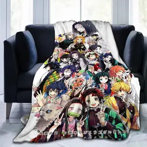 Demon Slayer Nezuko Anime Flannel Blanket - Premium Flannel Material Merch Bedding Throw for Girls Boys Kids Women Adults Home Decor Mother's Day Valentine's Day Birthday Christmas Gift