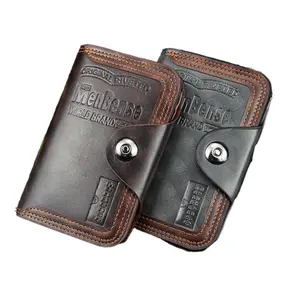 Credit Card Holder Wallet With Hasp Men's S4 Retro Leather Vertical Section US
