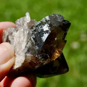2.2in 71g ET Tantric Twin Smoky Quartz Crystal Stabrary Cluster, Sparkling Specular Hematite Akashic Lines, Malawi msq17