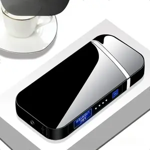 Smart Windproof Electric Metal Lighter Flameless Double Arc Plasma Lighter USB Rechargeable with LED Power Display Touch Sensor Portable Windproof Lighter for Outdoor Camping Daily Use Hot Selling