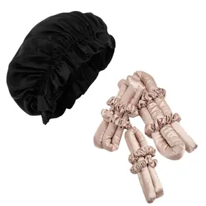 Auratora Satin Lined Bonnet and Original Heatless Curler Bundle