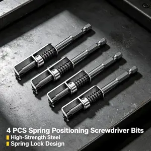 4Pcs Spring Retainer PH2 Drywall Screwdriver Bits, Anti-Drop Screw Holding Countersink Bit, Standard 1/4 Hex Shank Drill Tool for Woodworkers & Home DIY Repair Work