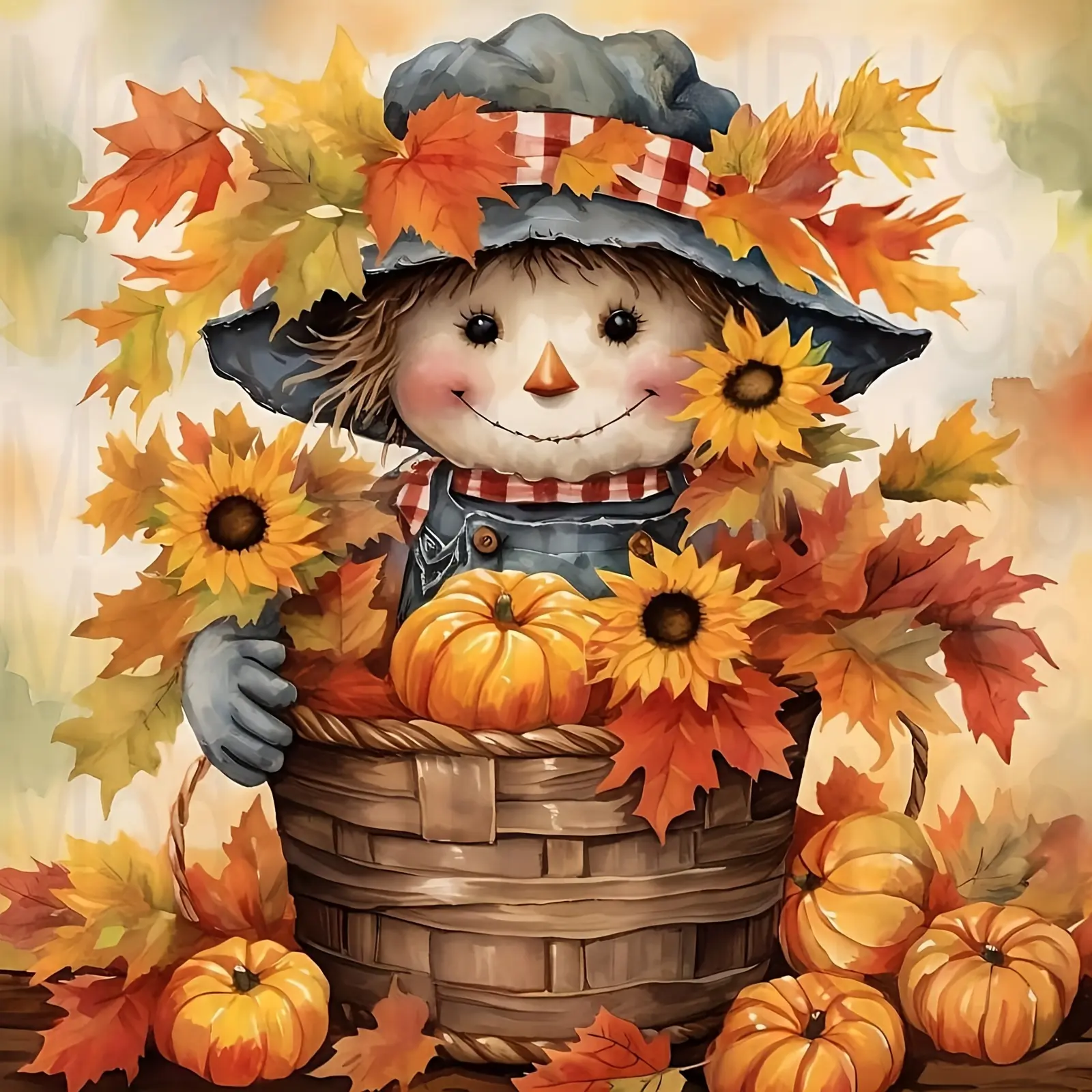 Autumn Harvest 5D Diamond Painting Kit - Full Diamond Round Acrylic Gems, Suitable for Beginners, Festive Wall Art Decoration Featuring Vibrant Autumn Leaves And Pumpkins, Perfect Gift Crafts