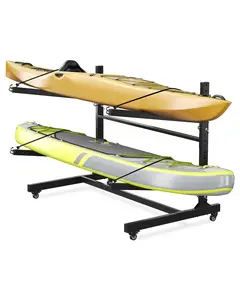 Kayak Storage Rack, Heavy Duty Freestanding Kayak Rack for Garage and Outdoor Storage, Kayak Stand Adjustable for Kayak, Canoe, Surfboard and Paddle Board