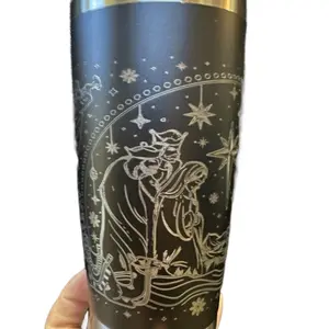20 oz Laser Engraved Nativity Scene Tumbler - Perfect for Christmas - Drinkware, Bottle