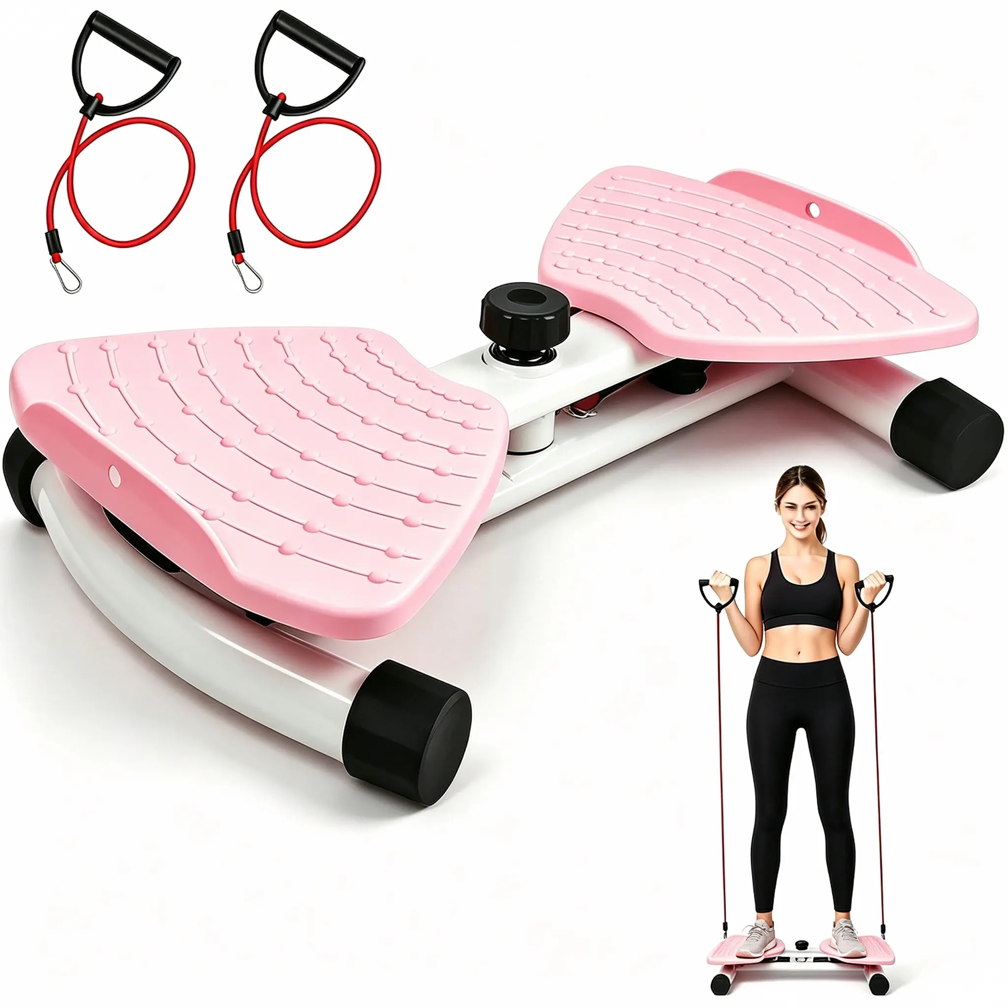 Silent Twist Machine Home Gym Equipment - Compact, Sturdy Support, Non-Slip Surface, Resistance Bands Included, 350 lbs Capacity, Gym Style Steppers, Resistance Exercise Steppers for Abdominal Focus Training