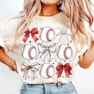 Vintage Baseball Bow Tshirt, Bow Baseball , Coquette Baseball Tshirt