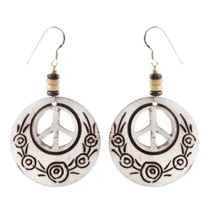 Peace Out Cut-out Bone Earrings