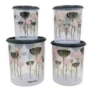 Tulips Translucent One Touch Canister Set