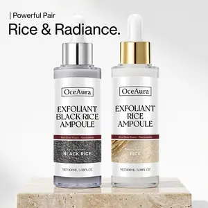 Exfoliant Rice Ampoule Duo (2-Pack) | Black Rice Pore-Minimizing & White Rice Brightening Serums with Niacinamide for Radiant, Even-Tone Skin, 100ml Each, Powerful Skincare Pair for All Types.，for Radiant, Even-Tone Skin